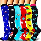 Compression Socks For Men & Women - 6 Pairs - Best Graduated Athletic & Medical for Men & Women, Running, Flight, Travel (Assort 8, Small/Medium)