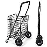 Pipishell Shopping Cart with Dual Swivel Wheels for Groceries - Compact Folding Portable Cart Saves Space - with Adjustable Handle Height - Lightweight Easy to Move Holds up to 70L/Max 66Ibs -PITUC1