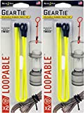 Nite Ize Gear Tie Loopable 12 Inch Yellow Rubber Twist Tie w/Loop (2-Pack of 2)