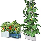 eSuperegrow Hydroponics Growing System for Indoor Outdoor Garden,7L Large Hydroponic Gardening System with Trellis for Cucumber Tomato Pepper Mint,Unique Gardening Gifts for Women,Mom(Pump,60"Trellis)