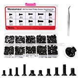 500 Pieces Micro Laptop Computer Metric M2 M2.5 M3 ScrewsPC Cross Flat Head Screws, Black Phillips Mini Replace Screws for HP Dell Lenovo Acer