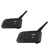 Helmet Intercom Motorcycle Communication System Vnetphone V6 Interphone Moto Helmet Bluetooth Wireless Intercom Headset (850mAh Longer Battery life/Handsfree/Range-1200M) (2pack)