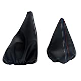 Pursuestar 2 Pcs/Set Manual Car Gear Shift Knob Collar Leather Handbrake Boot Cover Case Gaiter Sleeve for BMW 3 Series 1999-2005 E46 1991-1998 E36 M3