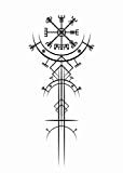 Dopetattoo 6 Sheets Temporary Tattoos for Women Adults Ancient Viking Art Deco Vegvisir Navigation Compass Temporary tattoo for Men for Woman Neck
