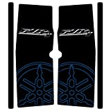 Reflective Decals for Yamaha FJR1300 Rear Bags (Black - Top Silver Print / Blue Bottom Print)