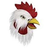 Molezu Rooster Mask,Halloween Novelty Costume Party Latex Animal head Mask Chicken Cock Cosplay Props,White (A) (A)