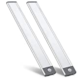 LED Motion Sensor Cabinet Light,Under Counter Closet Lighting, Wireless USB Rechargeable Kitchen Night Lights,Battery Powered Operated Light,54-LED Light for Wardrobe,Closets,Cabinet,Cupboard(2 Pack)