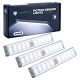 Closet Lights Motion Sensored - Wireless Cabinet LED Lights - Cordless Lights for Closets - 30 LED, 3 Brightness Settings, Rechargable, Triple Charge Cable, Motion Sensor - 3 Pack