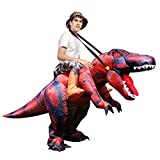 GOOSH 63 INCH Inflatable Costume for Adults, Halloween Costumes Men Women Dinosaur Rider, Blow Up Costume for Unisex Godzilla Toy