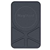 MagEasy Magnetic Stand for iPhone 13, 12 & 11 Series - MagStand, Support MagSafe Wireless Charger, Foldable Leather, Rare Earth Magnets, Reusable Sticker Glue, Compatible with Car Mount - Blue