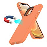 MagEasy Compatible with iPhone 12 Mini Case - MagSkin, Magnetic Liquid Silicone Case, Support Magsafe Wireless Charging, Soft Microfiber Lining, Screen & Camera Cover - Kumquat