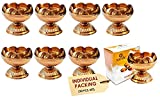 SATVIK 20 Pc Brass Diya (Big) for Diwali Decoration. Handmade Oil Lamp with Golden Engraved Made of Virgin Brass Metal. Diwali Diya Vilakku for Puja Pooja. Traditional Indian Deepawali Gift Items