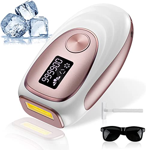 Laser Hair Removal With Cooling System, at-Home Permanent Hair Removal for Women and Men, IPL Painless Hair Removal Device on Armpits Back Legs Arms Face Bikini Line