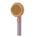 Pet Pumpkin Self Cleaning Slicker Brush, Cat Massage Comb with Button and Soft Bent Pain-Free Bristles for Shedding and Grooming, (Purple