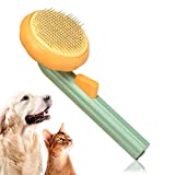 FOGOBO Pumpkin Self-Cleaning Slicker Brush for Dogs, Cat Brush with Button for Shedding Hair, Fur, Comb for Grooming Long Haired & Short Haired Dogs, Cats, Rabbits, Gently Removes Loose Undercoat