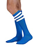 Colored Knee High Tube Socks with Colored Stripes (Royal Blue with White Stripes)