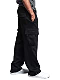 G-Style USA Men's Solid Fleece Heavyweight Cargo Pants FL77 - Black - Small