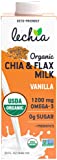 Lechia Organic Chia & Flax Milk Vanilla, 1200mg Omega-3 + Prebiotics, Non Dairy, Lactose Free, Vegan, Plant Based, Gluten Free, Soy Free, Kosher, Non-GMO, Shelf-Stable, Low Carb, Zero Sugar, Keto, 32oz (6 Pack)