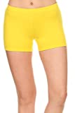 Women's Cotton Stretch Yoga Gym Booty Shorts Pants (S-XL) (Small, Yellow)