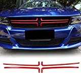 RT-TCZ Front Grill Grille Inserts Trim Cover ABS Exterior Decoration Accessories Trim Cover for Dodge Charger 2015 UP Red