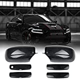 Carbon Fiber Side Mirror Caps + Door Handle Covers Replace for 2011-2021 2022 Dodge Charger