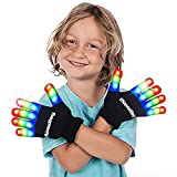 The Noodley LED Toy Light Up Gloves Kids Sensory Toys for Boys Girls Autistic Children Cosplay Halloween Costume Stocking Stuffers Ages 4 5 6 7 (Small, Black)