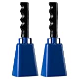 Cowbells 2pcs,Steel Cow Bell 8 inch with Handle,Cheering Hand Bell for Sports Events,Football Games,Party,Farm,Hand Chimes Percussion Musical Instruments (8 inch, Blue)