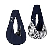 Cuby Dog and Cat Sling Carrier  Hands Free Reversible Pet Papoose Bag - Soft Pouch and Tote Design  Suitable for Puppy, Small Dogs, and Cats for Outdoor Travel (Classic Blue)