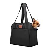 FDJASGY Dog Purse Carrier with Pocket and Safety Tether,Soft-Sided Small Dog Carrier for Small Medium Pet Outdoor Shopping Tote Bag Black