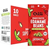 The Only Bean Crunchy Roasted Edamame Snacks (Sriracha), Protien Keto Snacks Food, Gluten Free Snacks, Asian Chinese Korean Japanese Snacks, Hot Spicy Snack Low 100 Calorie Snack Pack, 0.9oz 10 Pack