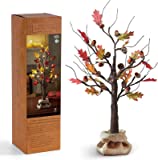 Monsense 24 Inch Artificial Fall Oak Maple Tree, Lighted Fall Decorations for Home, Fall Centerpieces for Tables, Perfect for Thanksgiving, Autumn, Wedding and Halloween Decor