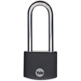 Yale 2.2 Inch Long Shackle Covered Aluminum Lock with 3 keyed Alike Keys for School Gym Locker, Fence, Gate, Toolbox, Case, Hasp Storage (Black)