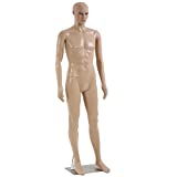Male Mannequin Torso Dress Form Mannequin Body 73 Inches Adjustable Mannequin Dress Model Full Body Plastic Detachable Mannequin Stand Realistic Display Mannequin Head Metal Base (73 in)