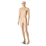 Bonnlo 72inch Male Mannequin Full Body Adjustable Mannequin Torso Dress Form with Metal Base, Detachable Plastic Manikin Body Male, Realistic Display Mannequin