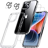 Humixx [5 in 1] Designed for iPhone 14 Case, with 2X Screen Protector + 2X Lens Protector, [Imitation Car Airbag Protection] [20X Anti-Yellowing] Crystal Clear Protective Phone Case for iPhone 14 6.1"