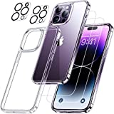 Humixx [5 in 1] Crystal Clear for iPhone 14 Pro Case, with 2X Screen Protector + 2X Lens Protector, [Imitation Car Airbag Protection] [20X Anti-Yellowing] Shockproof Phone Case for iPhone 14 Pro 6.1"