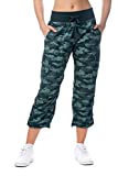 Zumba Cargo Woven Lightweight Crop Pant with Pockets Army Green Camo