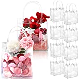 50 Pieces Clear PVC Plastic Gift Bags with Handles Transparent Gift Bags Bulk Reusable Plastic Gift Wrap Tote Bags for Shopping School Wedding Birthday Baby Shower Party (5.9 x 6.3 x 2.8 Inches)