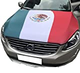 Mexico Flag Car Hood Cover 3.3X5FT 100% Polyester,Elastic Fabrics Can be Washed,Car Bonnet Banner