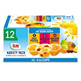 Dole Fruit Bowls Peaches, Mandarin Oranges & Cherry Mixed Fruit Variety Pack, No Sugar Added, Gluten Free Snack, 4 Ounce 12 Total Cups (Pack of 12)