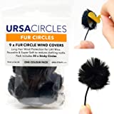 URSA Fur Circles - Mini Windshields for Lavalier/Lapel Microphones. Reduce Wind Noise & Clothing Rustle. Compatible with Sennheiser, RODE, Sanken, Tascam & More (9x Circles + 30x Stickies, Black)