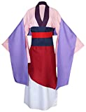 Tinyones Womens Chinese Heroine Mulan Costume Princess Dress Halloween Outfit (Adult XL, Pink (Style 3))