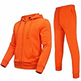Megub Mens tracksuit jogger set Athletic sweat suit 2 pieces for men sportwear Casual fashion Hoodie Zip Outfit Big and Tall Jacket pants(orange,3XL)