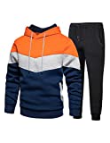 Tebreux Men's Jogging Tracksuit 2 Piece Athletic Outfit Hoodie Sports Sweatsuit Pullover Suit Sets Orange M