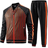 Mens Track Suits 2 Piece Tracksuits Sweatsuits Set Jogging Suit Fashion Casual Workout Running Sports Jacket and Pants Outfits Orange JW-082-XL