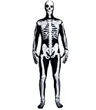 Spooktacular Creations Skeleton Bone Bodysuit Halloween Costumes 2nd Skin for Men with Skeleton Hood Mask(Medium)