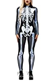 Fixmatti Skin Spandex Adult Full Bodysuit Zentai Halloween Party Costume Jumpsuit Skull L
