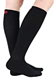 +MD 3 Pairs Bamboo Compression Socks 8-15mmHg for Women & Men Moisture Wicking Support Stockings for Airplane Flights, Travel, Nurses, Edema 13-15 Black