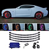 LEDGlow 4pc Million Color LED Wheel Well Fender Accent Neon Lighting Kit for Cars & Trucks - 18 Solid Colors - 24" Multi-Color Flexible Tubes - Water Resistant - Includes Control Box & Wireless Remote