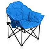 ALPHA CAMP Oversized Moon Saucer Chair with Folding Cup Holder and Carry Bag - Blue